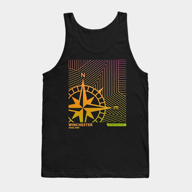 Winchester England United Kingdom Ombre Gradient Compass Linear Line Tank Top by MapYourWorld